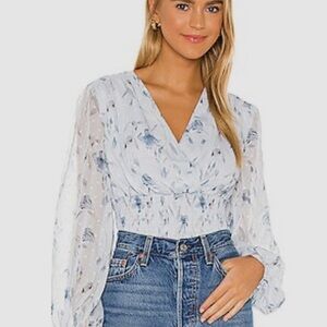 Mabel Bardot top blue lily
